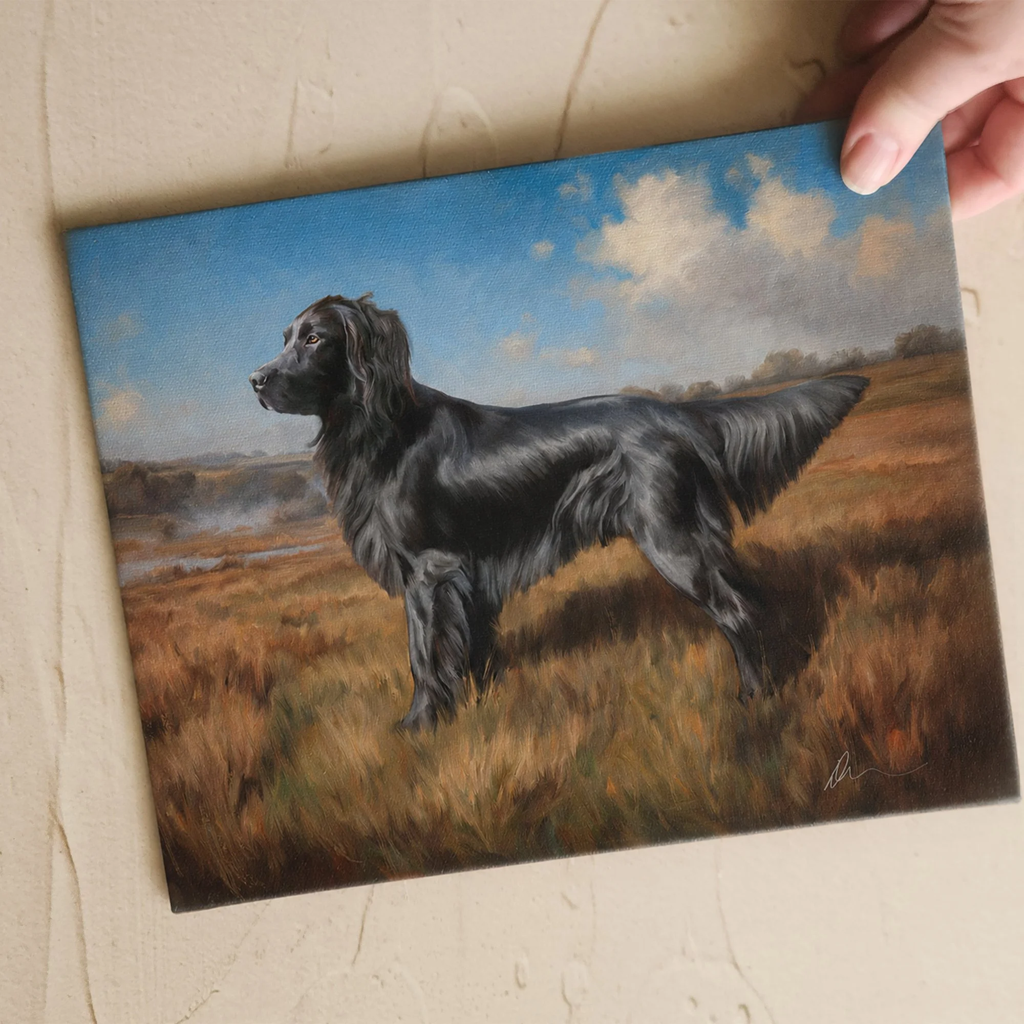 Happy Labor Day!  Today I'm introducing Storyscape Miniatures.

Storyscape Miniatures place one pet within a setting designed specifically for a smaller 8&times;10 canvas. They're available in portrait or landscape orientation, printed on the same ca