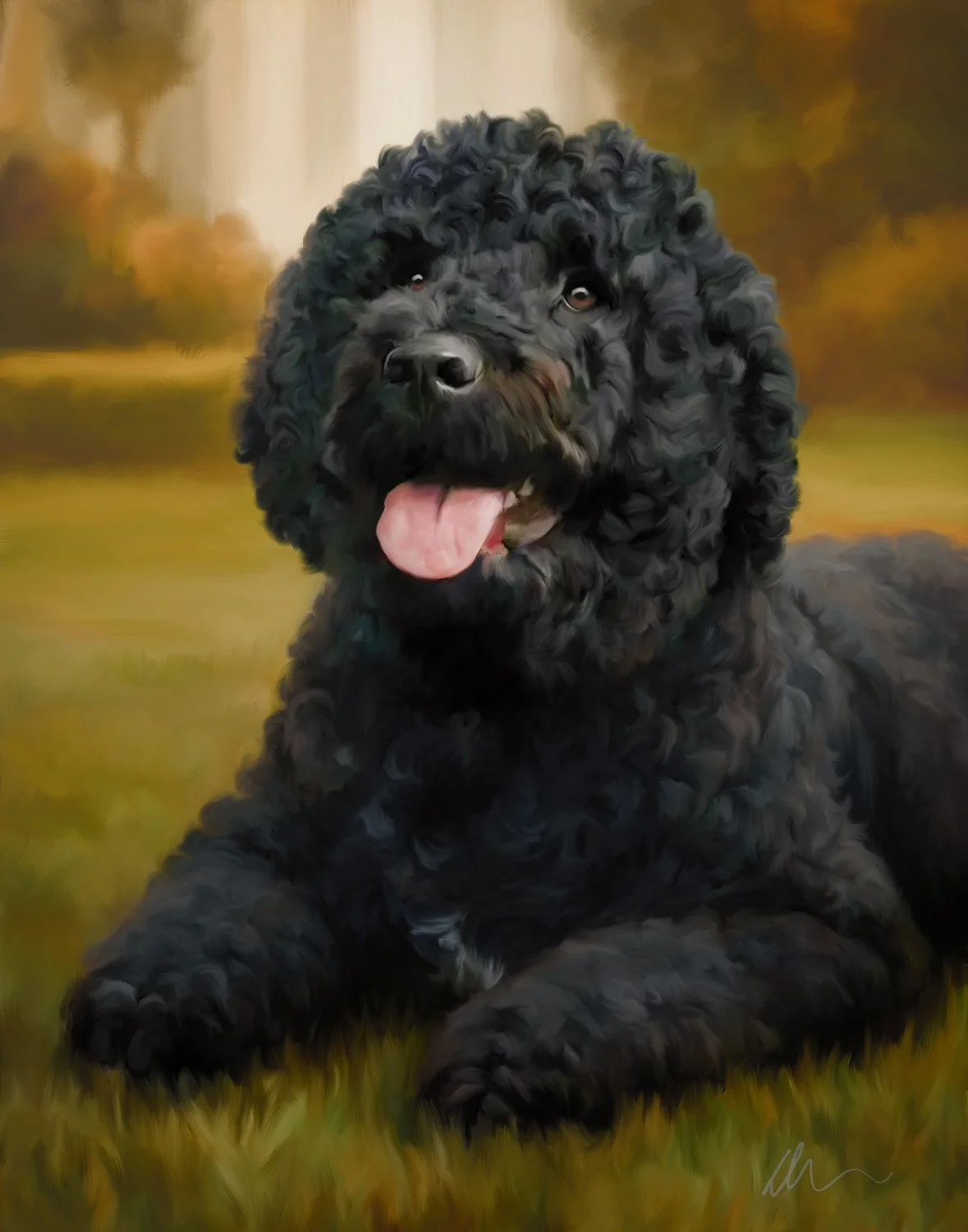 I took a short break from commissions to create a little Storyscape Miniature of a Portuguese Water Dog. Her storyscape isn't specific to her breed (as a matter of fact, her owner says that she really didn't like water!) but to her own personal histo