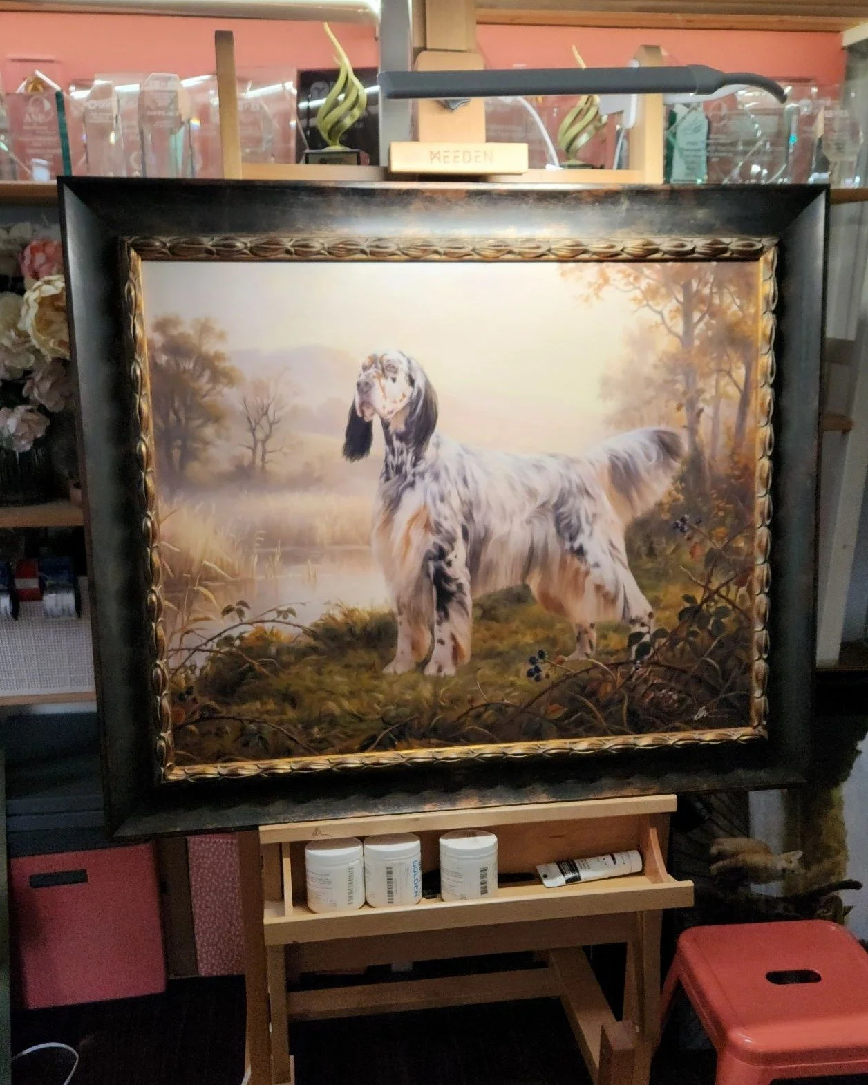 Harper's painting is FINISHED! Her mom chose to upgrade to a traditional frame and WOWZERS what a frame! This was the finishing touch to a dramatic portrait. Harper's all packed up and ready to go home now!

Harper is GCh CaRob Once in a Lifetime TKN