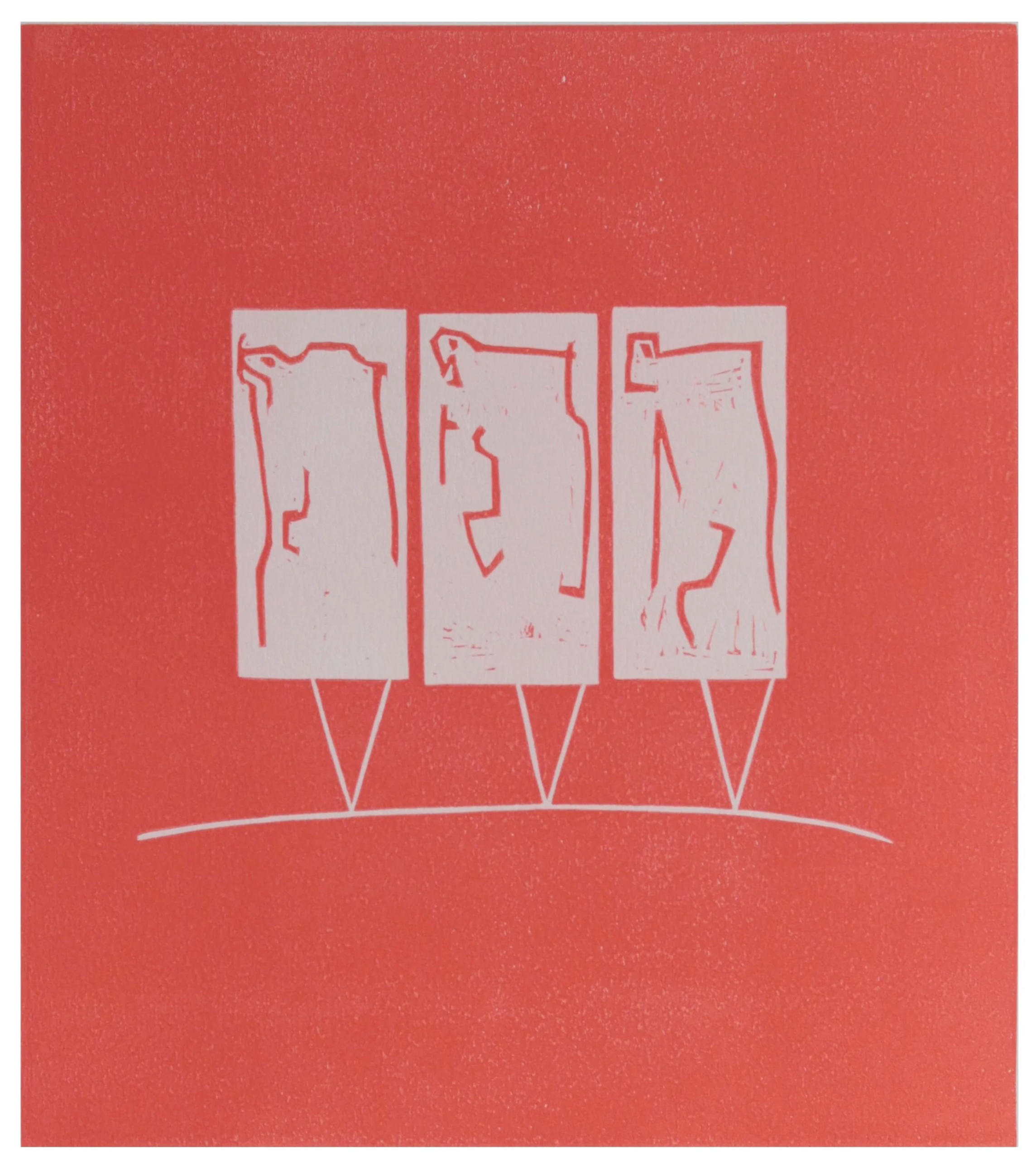Three Figures Walking, 2025, Linocut
