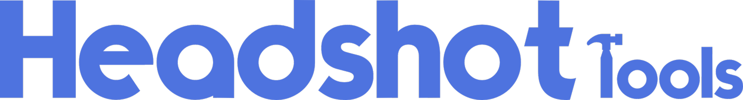Blue text on black background reads "Headshot tools"
