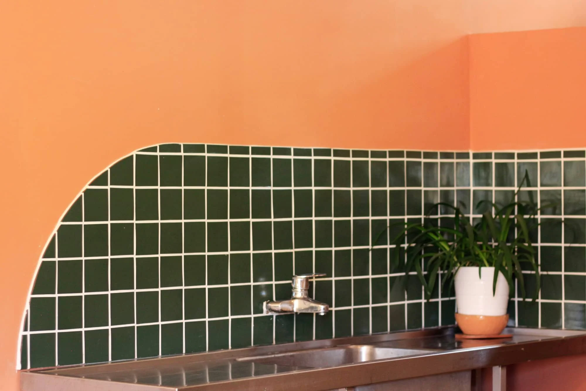 Rounded Edge Tile Green Unusual Handmade Geometric Modern — Superlinea