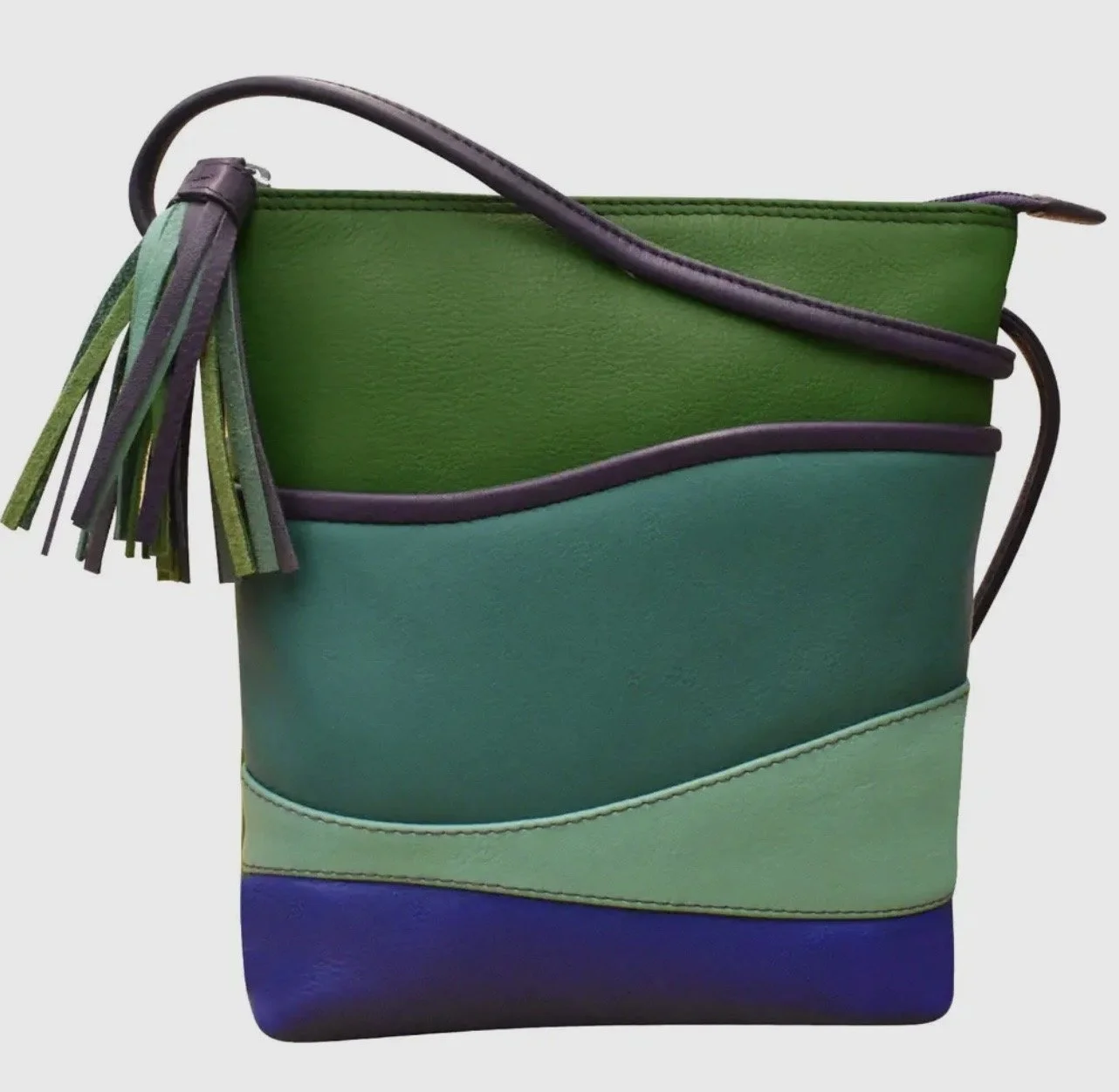 Leather Wave Midi Sack Purse