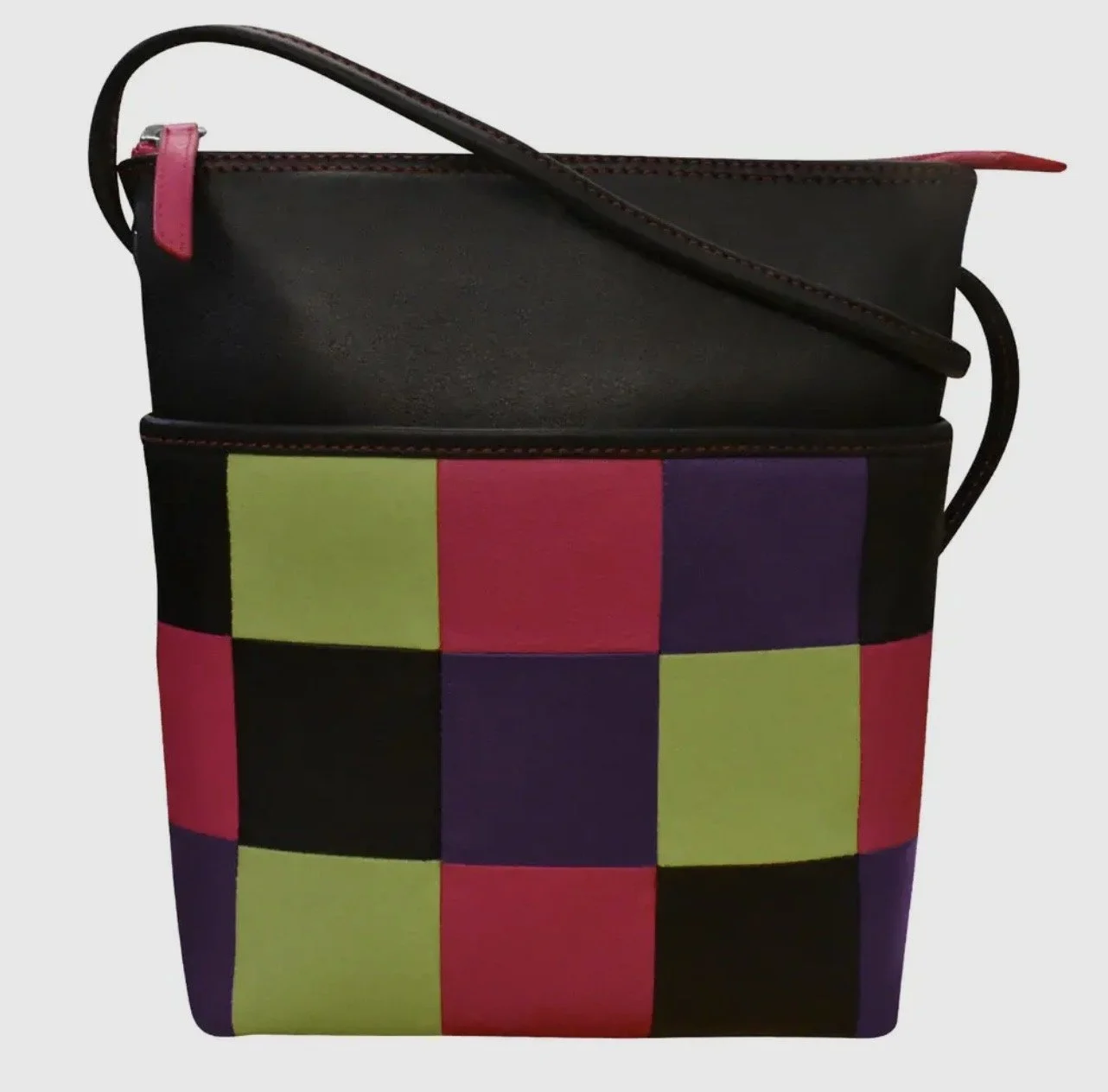 Leather Patch Midi Sack Purse