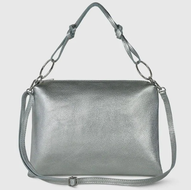 Italian Genuine Metallic Calf Leather Shoulder Bag