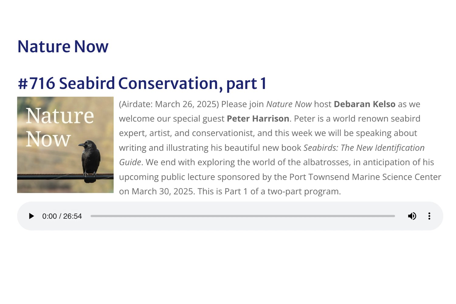 KPTZ Nature Now Podcast - Part 1