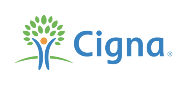 Logotipo de Cigna con árbol estilizado y figura humana.