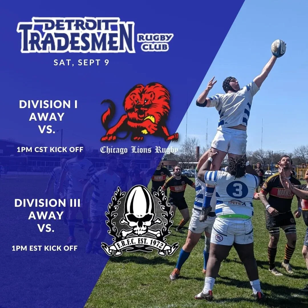 Big weekend for the Detroit Tradesmen as both teams are on the road to take on @chicagolionsrugby and @findlayrugbyfc! #LetsRide #Family