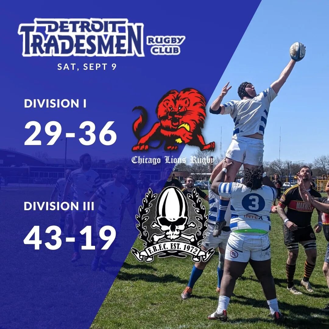 Results for the day. The Detroit Tradesmen are on the road again next week as D1 takes on @clecrusaders and D3 plays @fortwaynerugby. #family #LetsRide