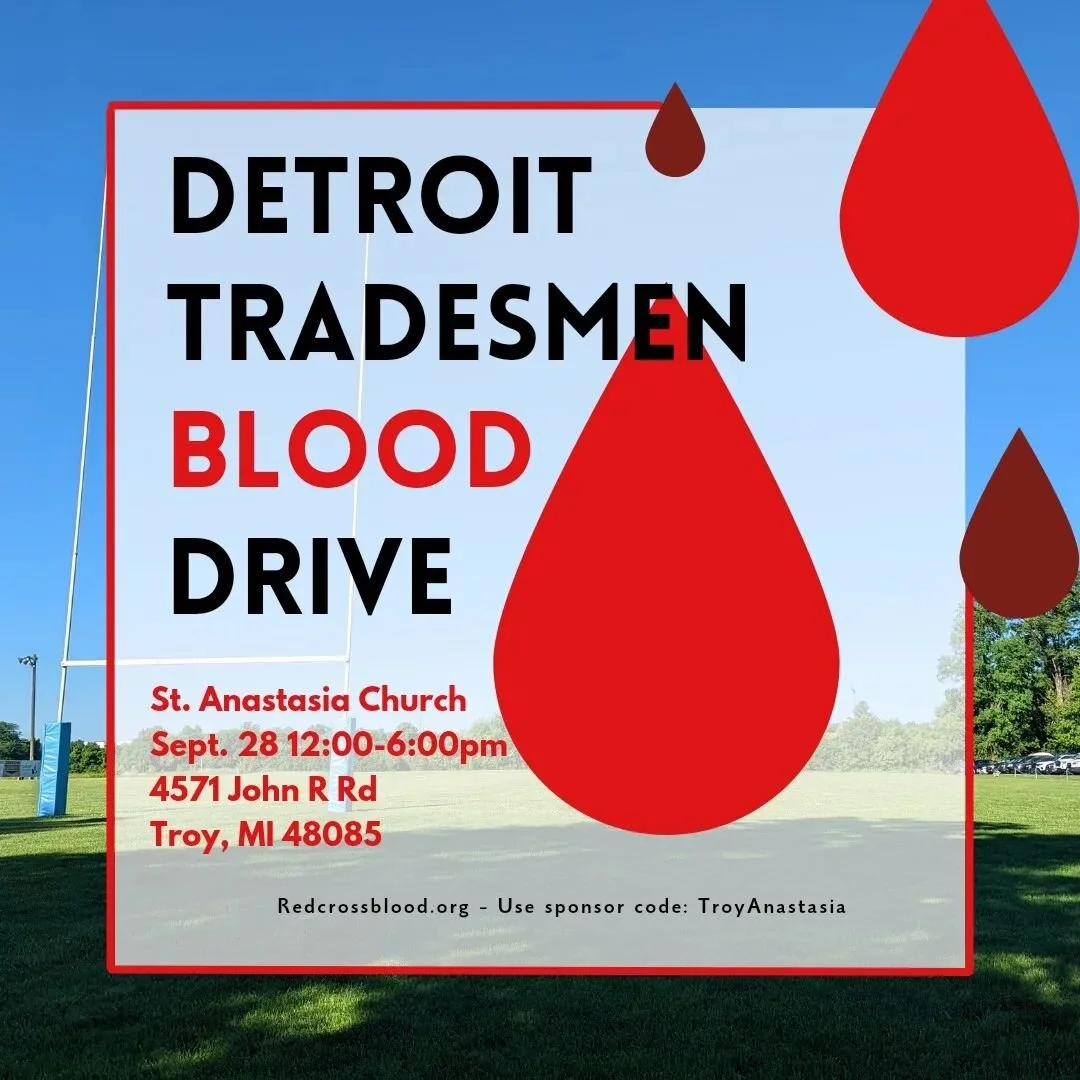 The Detroit Tradesmen are hosting another @americanredcross blood drive on September 28th 12:00-6:00pm. This will take place at St. Anastasia Church in Troy. To sign up, go to RedCrossBlood.org and use sponsor code: TroyStAnastasia