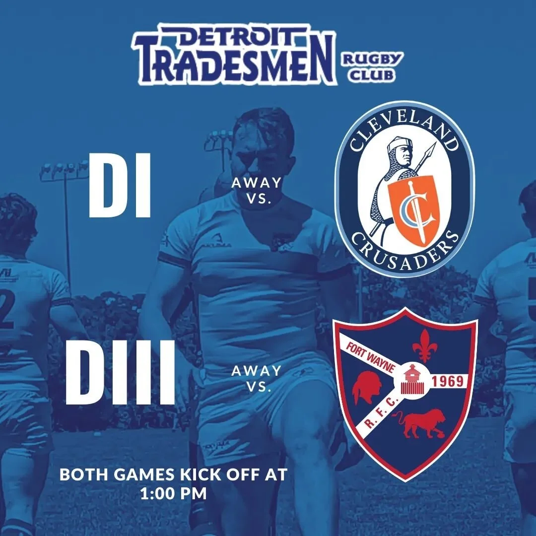 Detroit Tradesmen hit the road again to take on @clecrusaders and @fortwaynerugby. Both games kick off at 1:00. #LetsRide