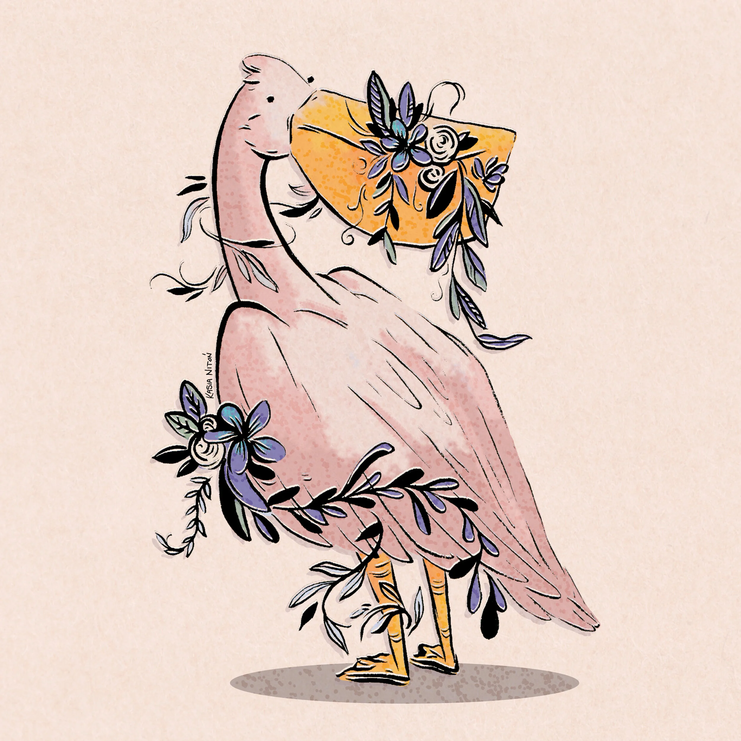 Pelican Florals Illustration
Hand-drawn + coloured digitally 