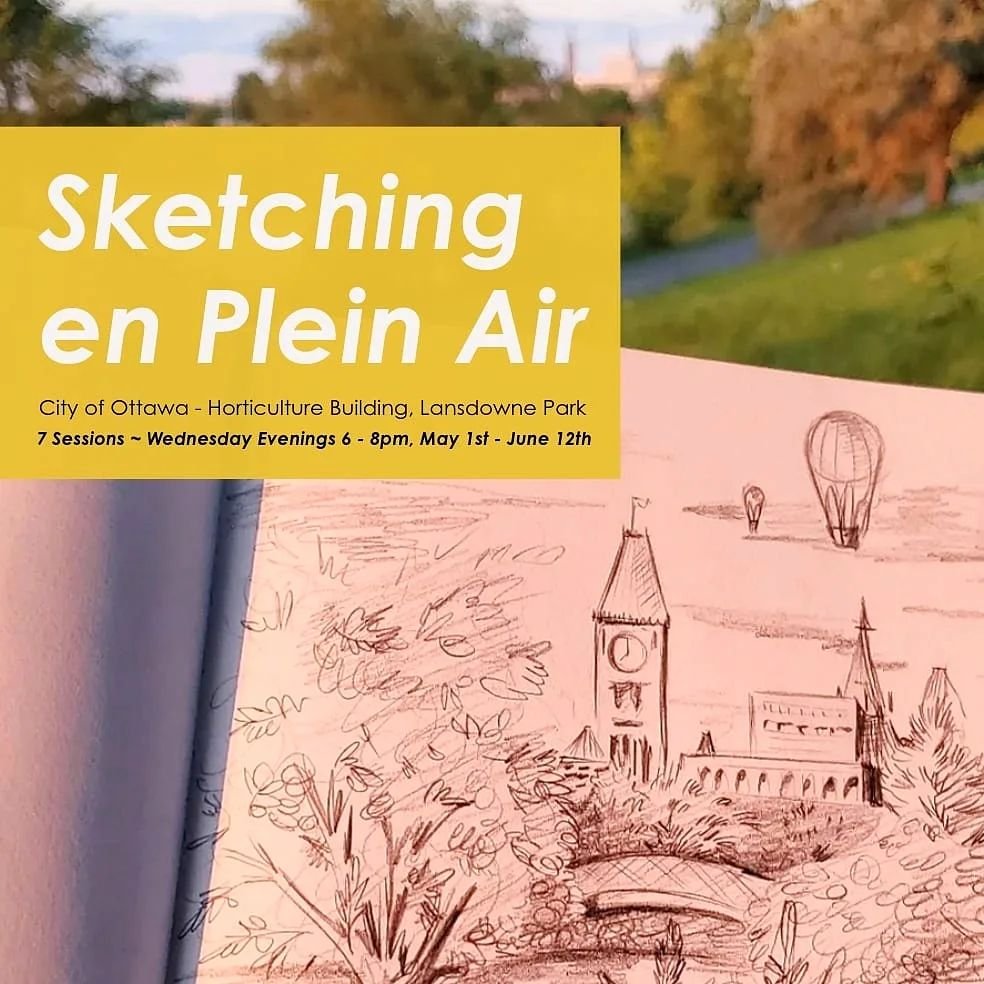 What do your Wednesday evenings look like? 🌞🌿 How would you like to join me in the upcoming Sketching en Plein Air program with the City of Ottawa at Lansdowne Park?! ✍️ The sessions are on Wednesday evenings from 6-8pm, running from May 1st until 