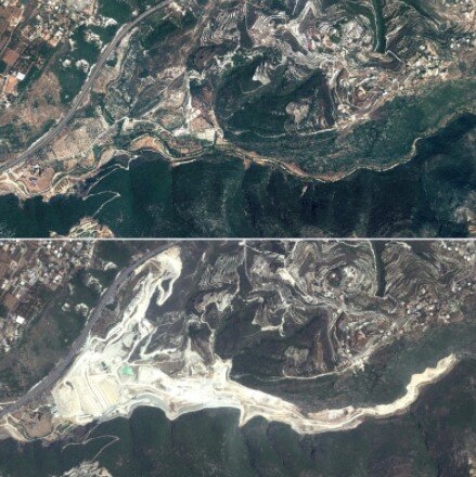 Credits: Nahr El Jawz / Mseilha Before (2013) and After (2018) - The Dam project was implemented without conducting an Environmental Impact Assessment