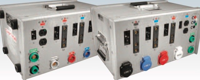 AC Power 600 Amp Camlock Flow-Thru to 100amp Stage Pin Distro