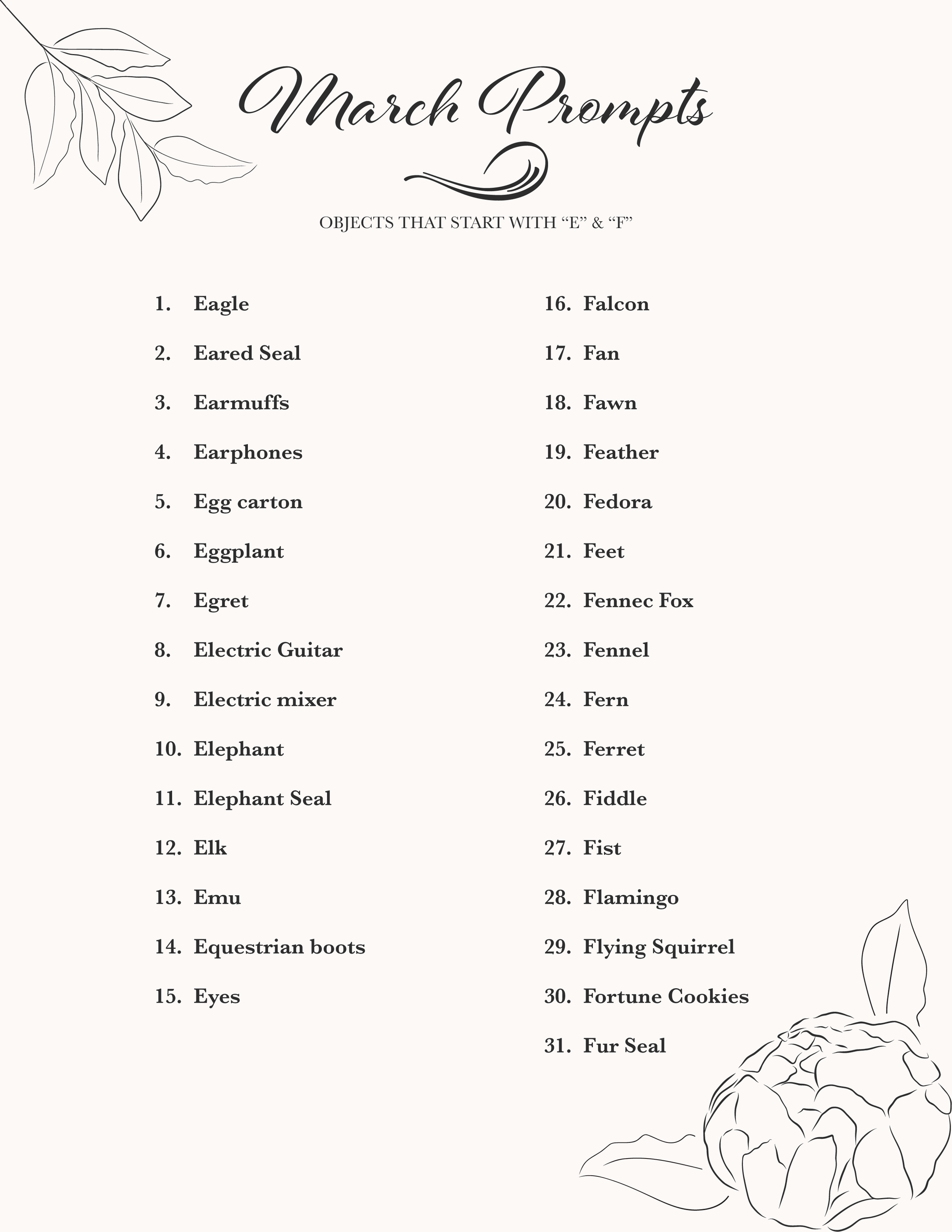 March drawing prompts