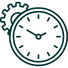 Illustration of a clock in front of a cog