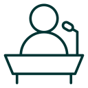 illustration of a speaker at a podium