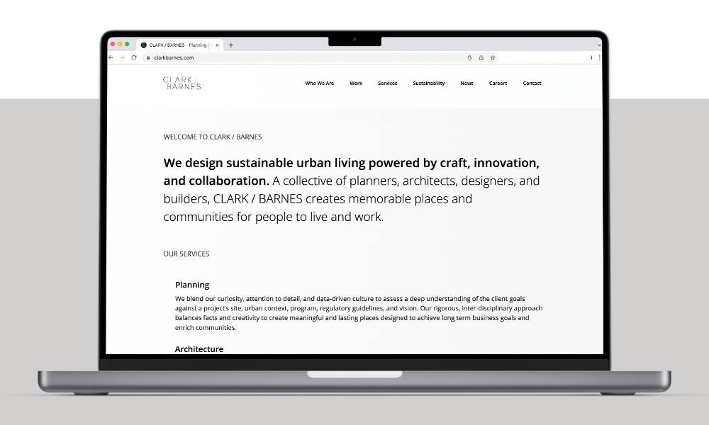 CLARK / BARNES website homepage messaging