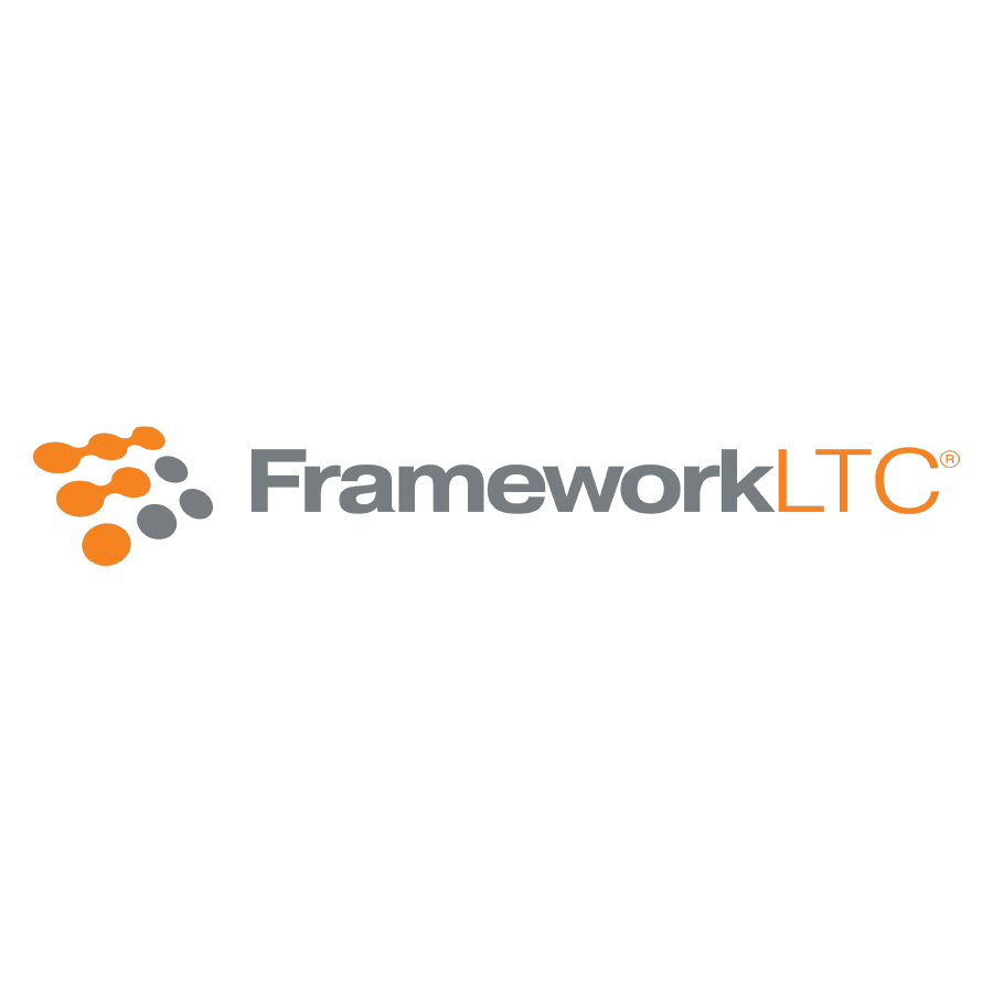 The logo of FrameworkLTC featuring abstract orange and gray circles to the left and the text 'FrameworkLTC' with 'LTC' in orange and the rest in gray.