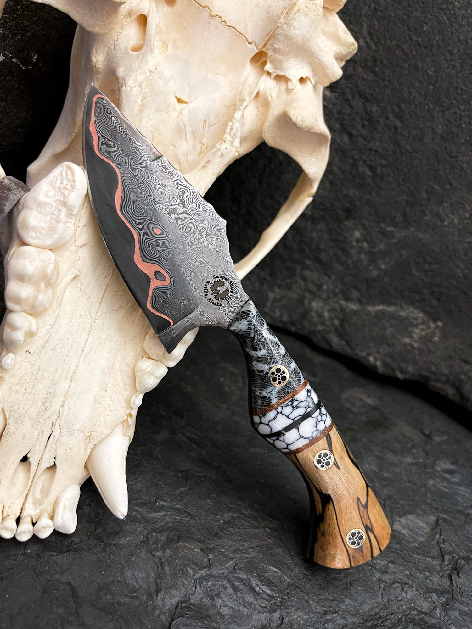 The Damascus Mini Cleaver Knife — Semper Sharp LLC