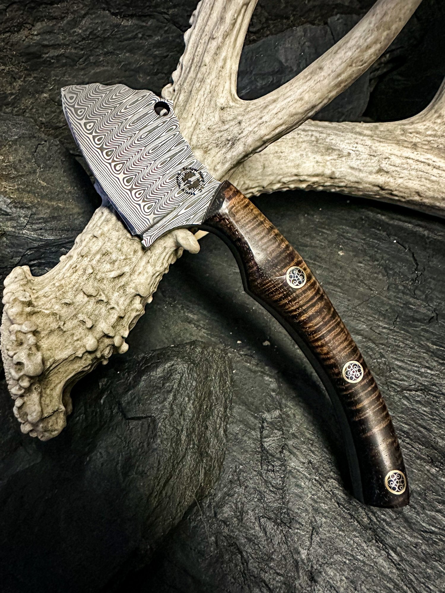 The Copper Damascus Mini Camp Tanto Knife — Semper Sharp LLC