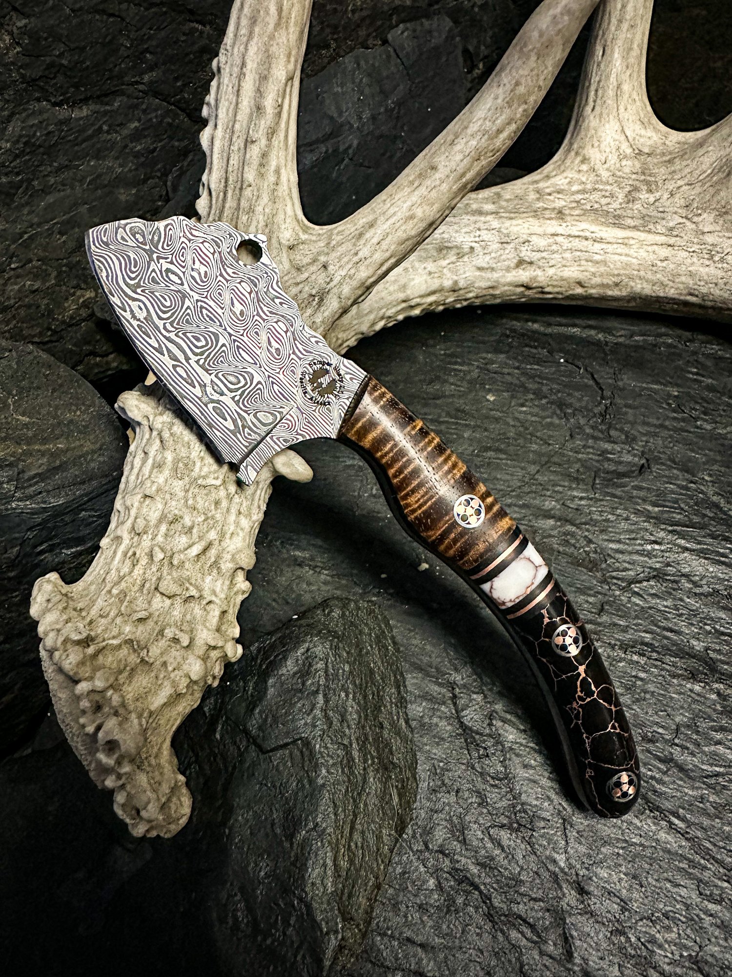 The Damascus Mini Cleaver Knife — Semper Sharp LLC