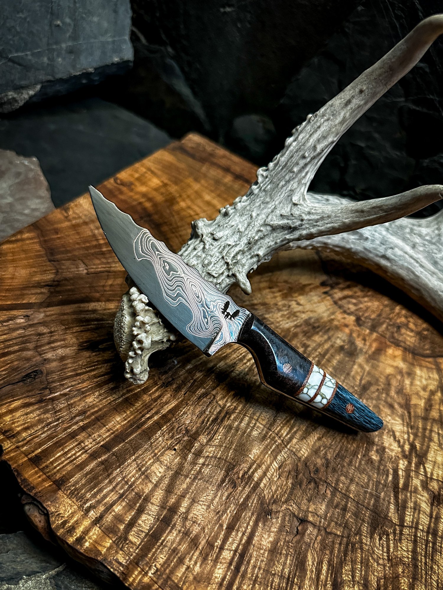 The Copper Damascus One-Off Knife — Semper Sharp LLC