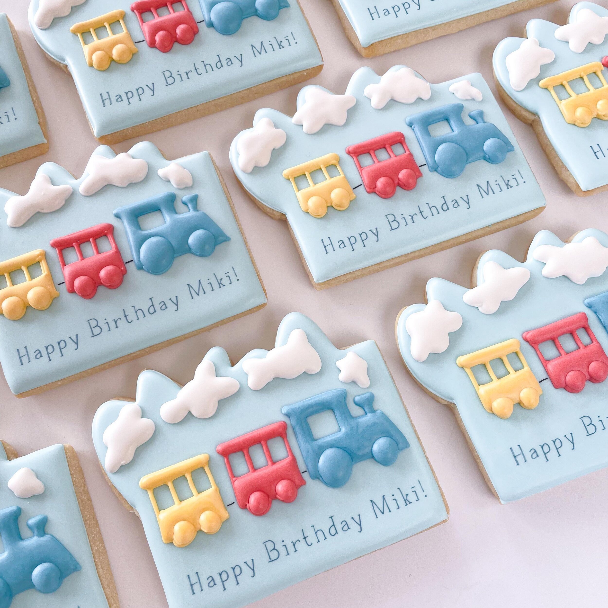 Birthday cookies for a train-loving little guy. 

#traincookies #sugarcookies #royalicing