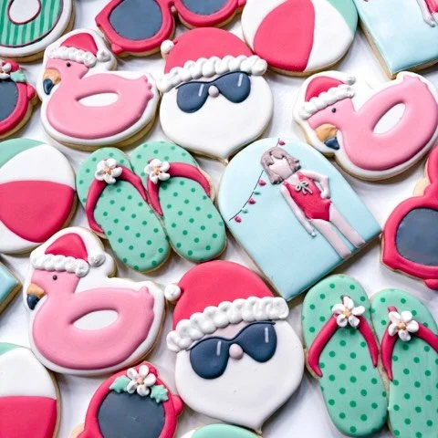 Surprisingly not the only Christmas in Summer cookie set this season, such a fun theme!

#christmascookies #christmasinjuly #decoratedcookiesofinstagram