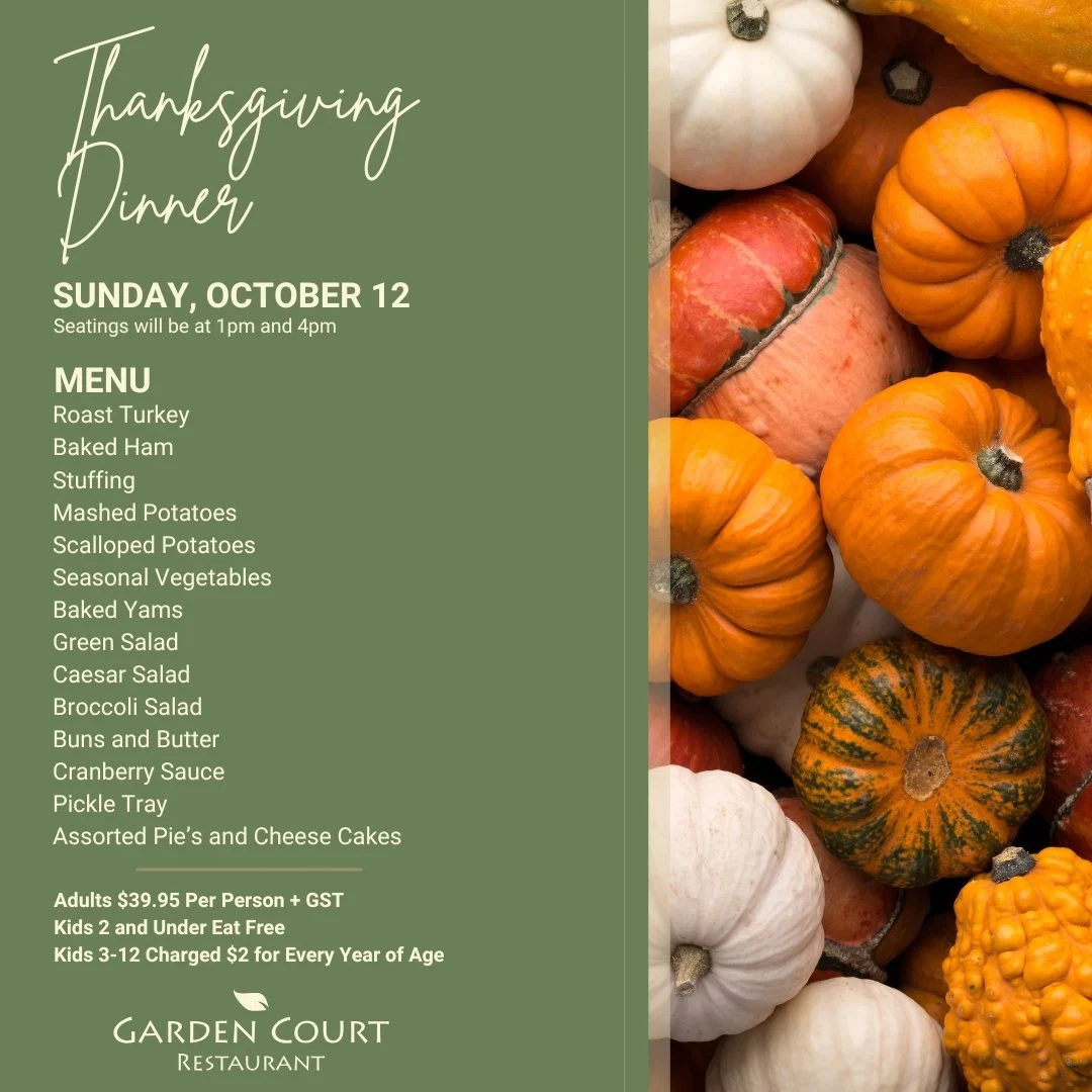 Join us at the Garden Court Restaurant this Thanksgiving for a delicious buffet that you dont have to cook or clean!