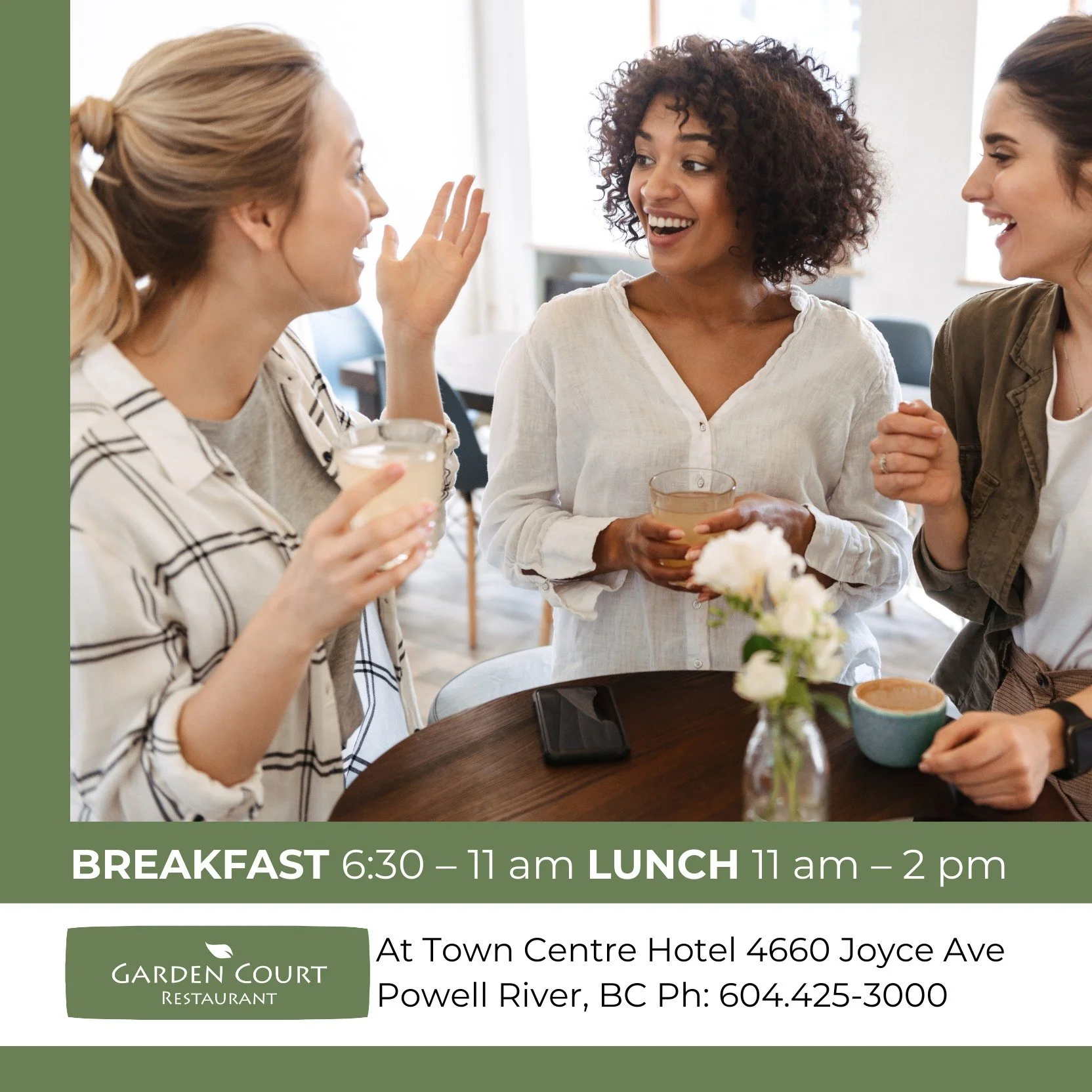 Garden Court at Town Centre Hotel is the perfect spot for lunch with friends.

https://www.tcspub.ca/garden-court