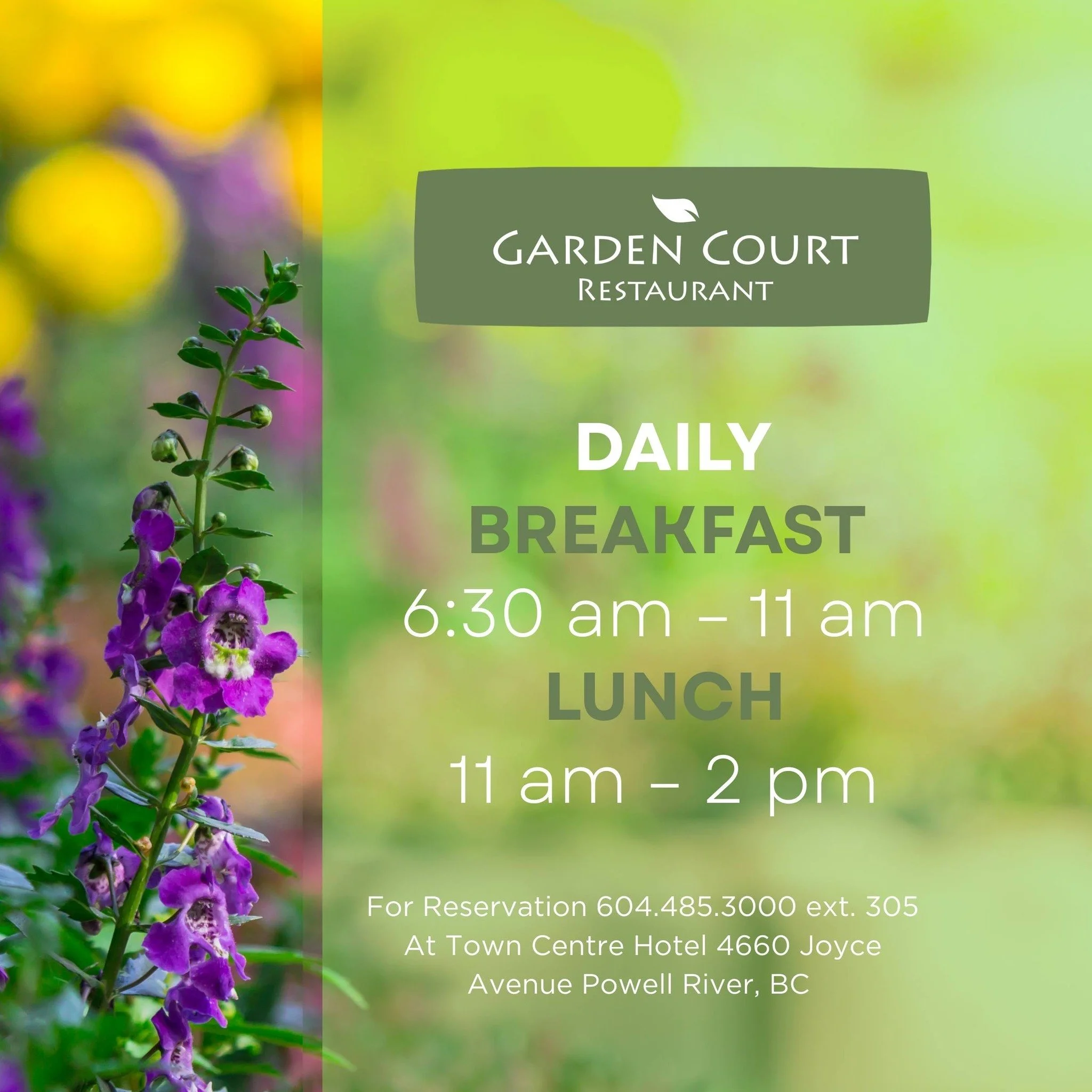 Garden Court at TC Hotel is the perfect spot for breakfast or lunch.
For our full menu, please visit www.tcspub.ca/garden-court