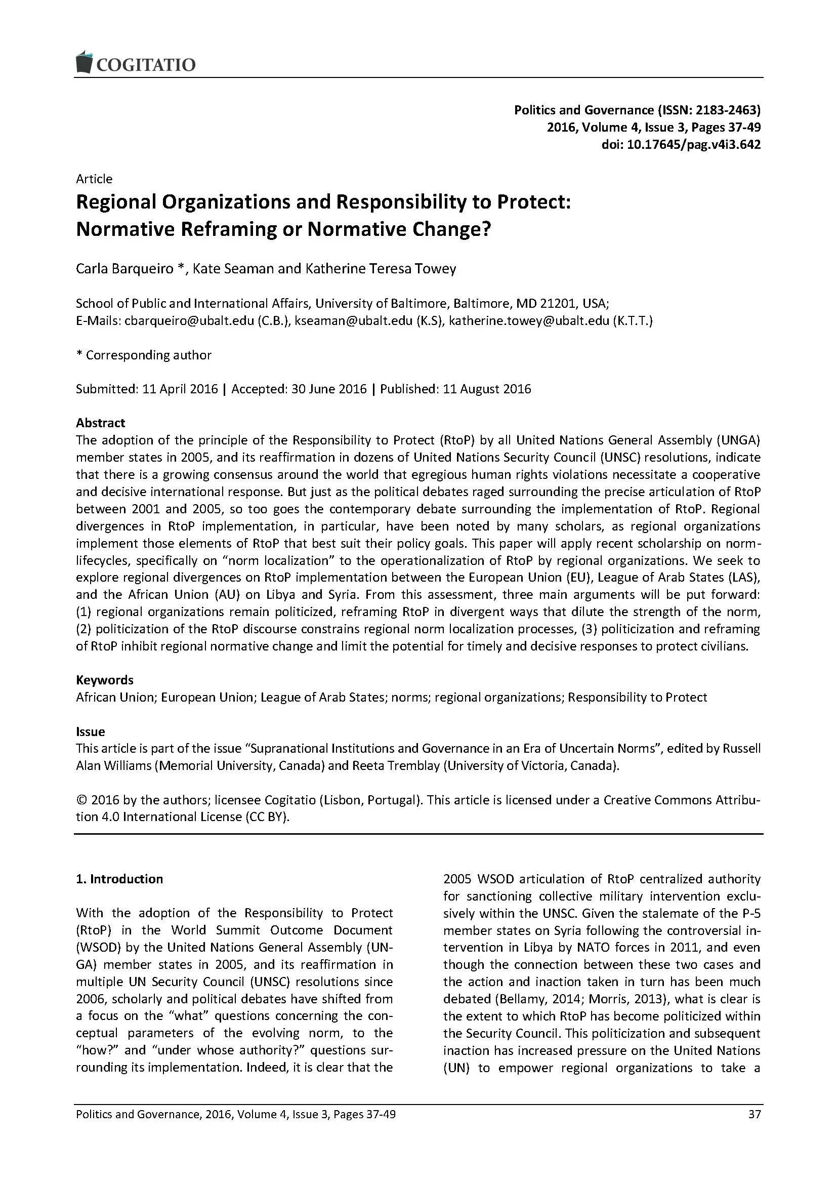Networking Responsibility: Regional Agents and Changing International Norms (2019)