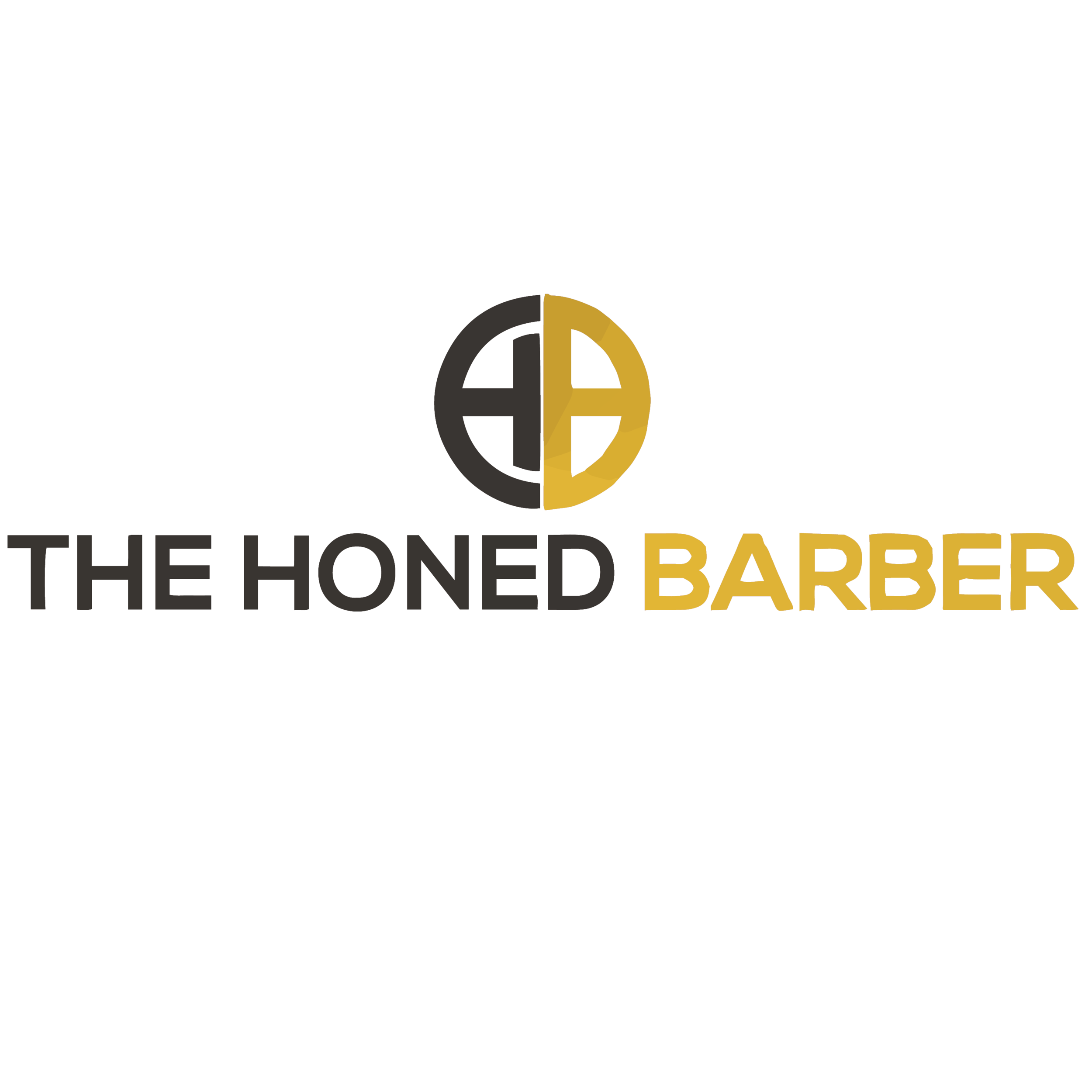 The honed barber logo white background