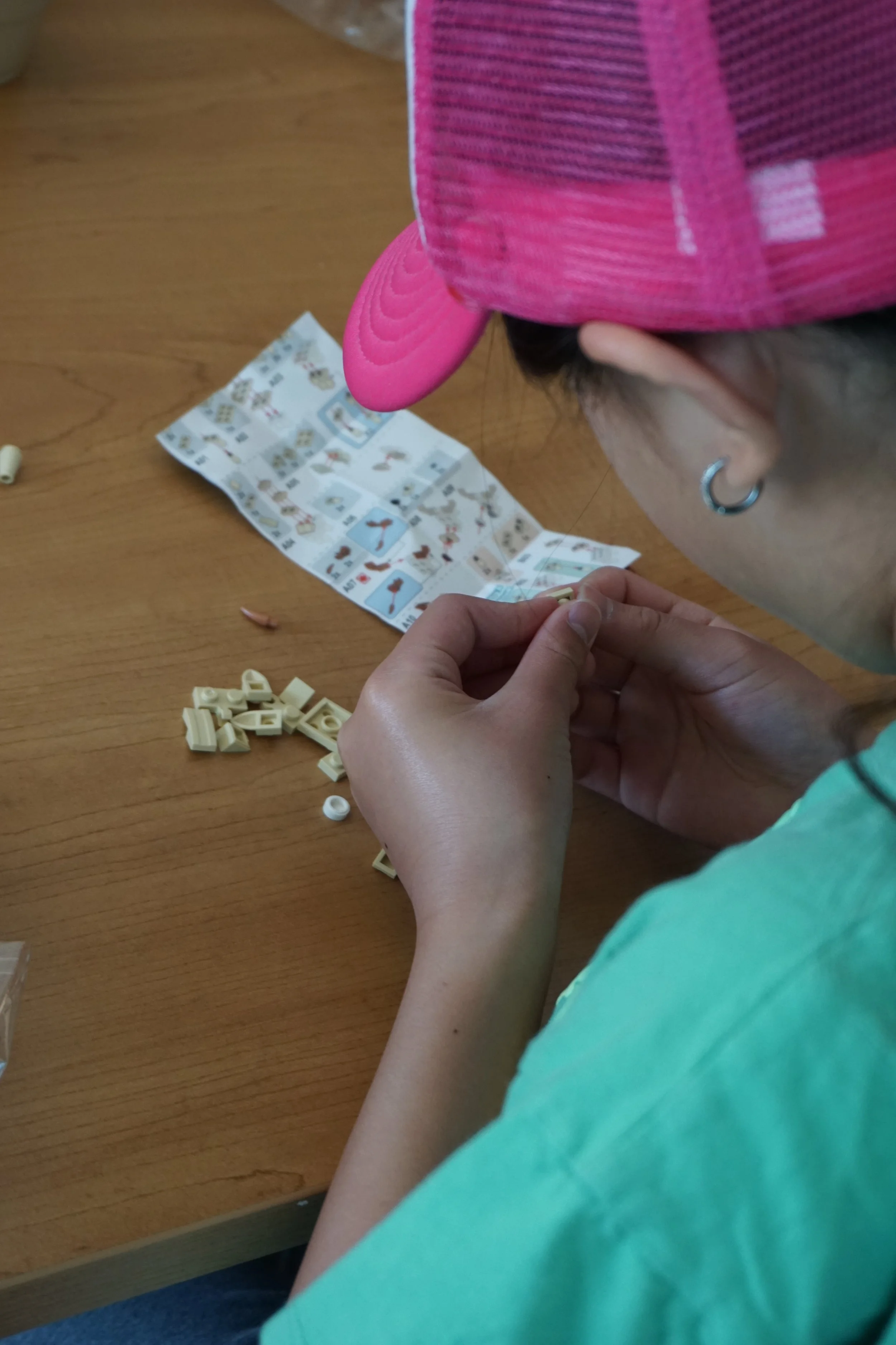 Students building LEGO