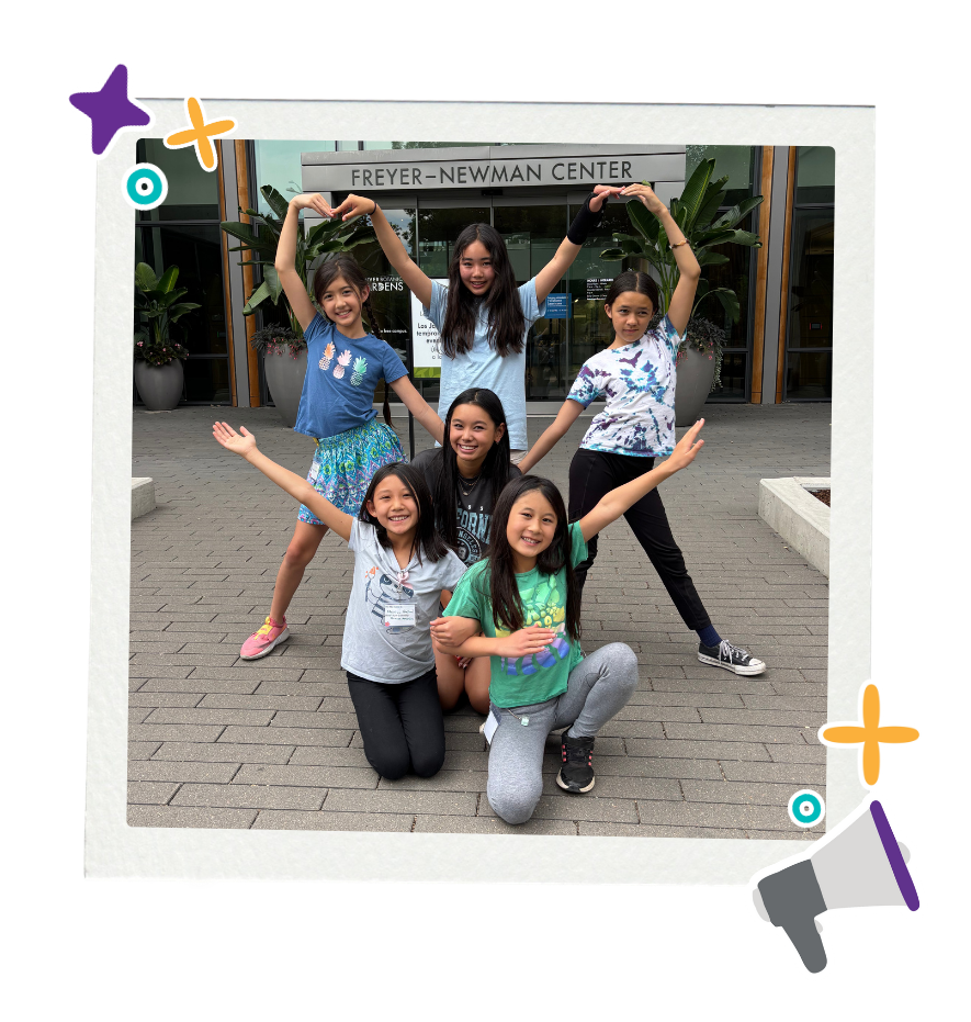 asian american high school student leading as a camp counsellor with asian american grade 6 girls