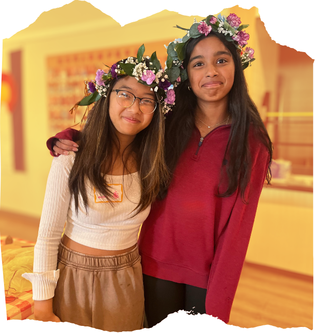 east asian and south asian girl wearing lei from asian girls ignite lei making event