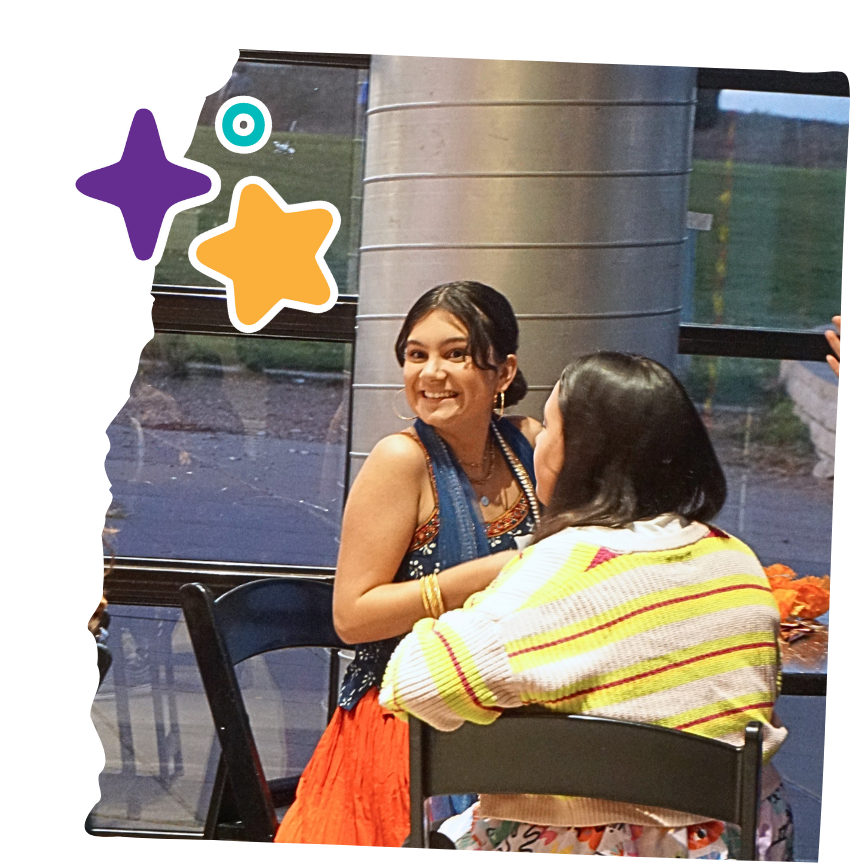 biracial south asian girl wearing sari during asian girls ignite diwali event in denver