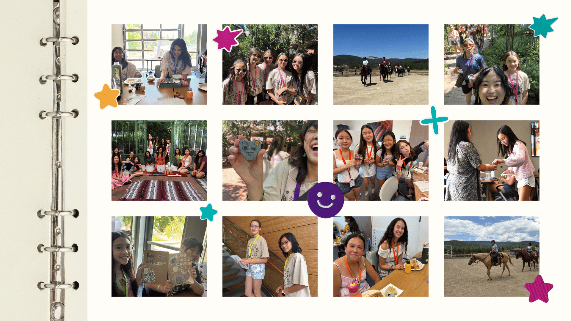 collage of asian american youth laughing and smiling together at the Denver Botanic Gardens during Asian Girls Ignite summer program