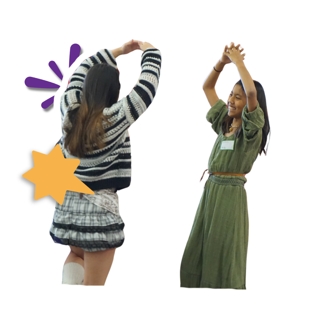 asian american girls doing a yoga pose