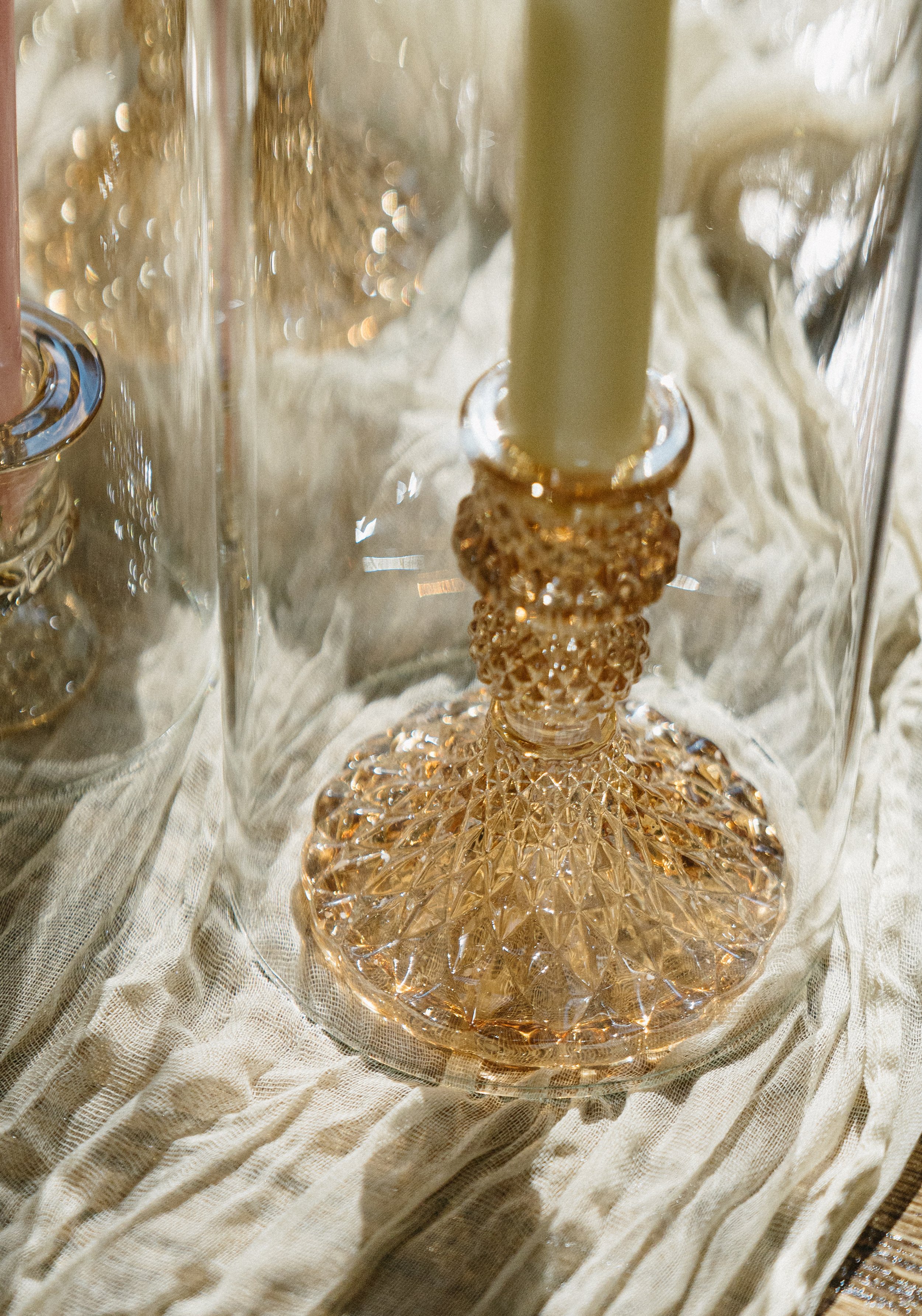 Modern Gold Crystal Taper Candle Holders