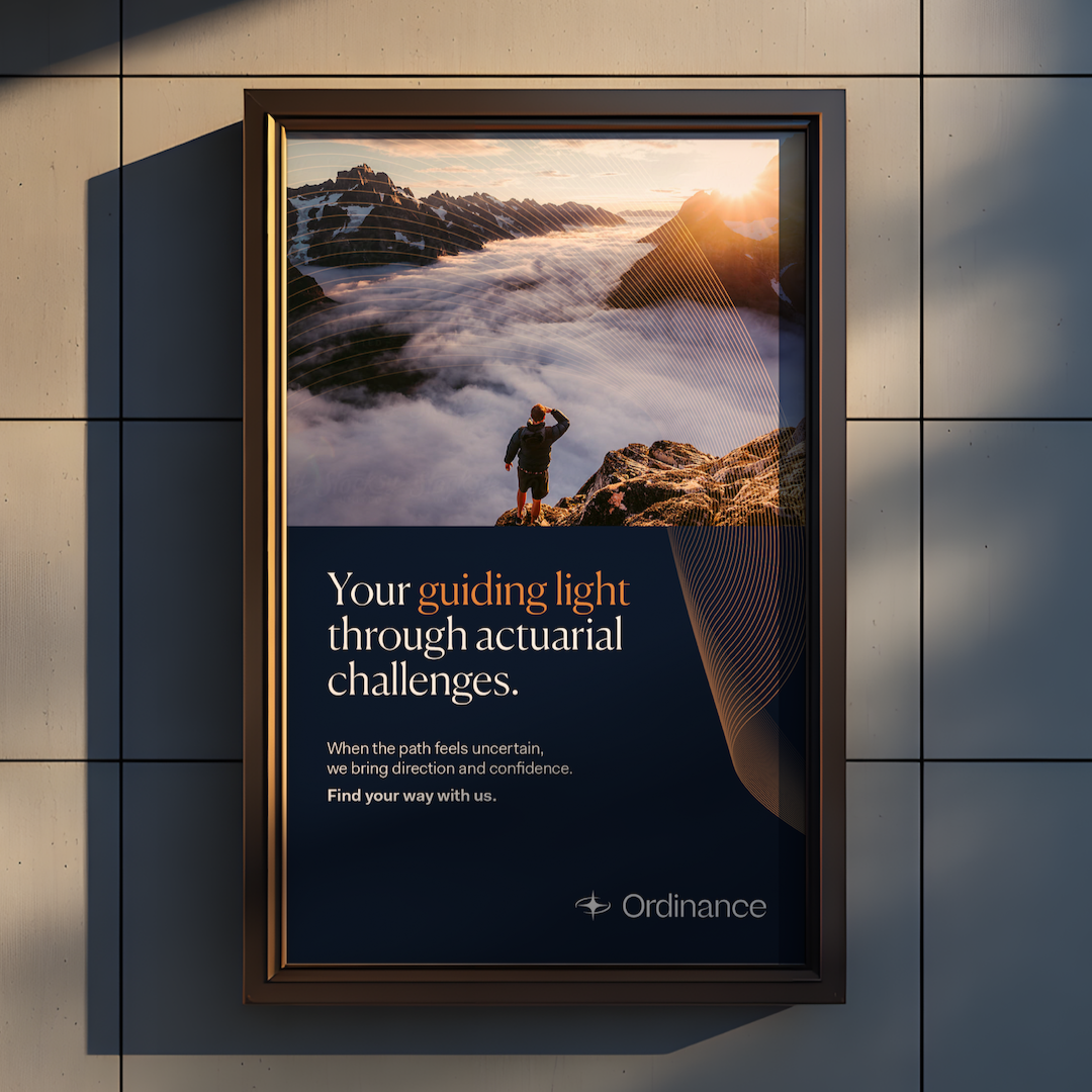 Branding and website design for Ordinance, an actuarial consulting firm, highlighting premium corporate brand identity, consulting brand messaging and copywriting, and professional web design by NinthMind, in Bermuda.