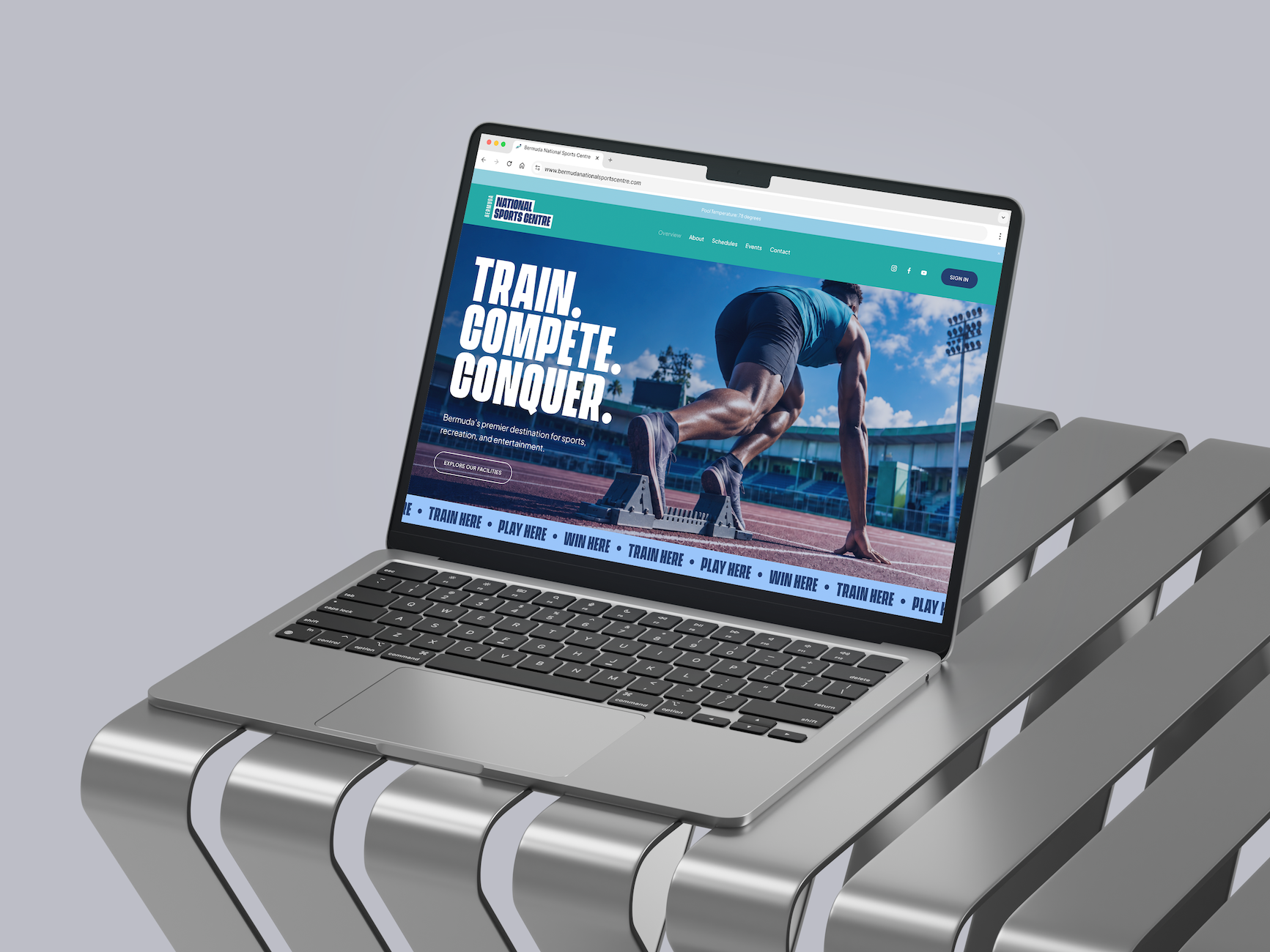 Visual identity refresh and website design by NinthMind for the Bermuda National Sports Centre. Bold, modern visuals with a dynamic colour palette, designed to reflect the energy of the athletes, teams and the Bermuda sports community.