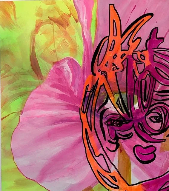4Pink as a flower2024,gouache&spray paint on Yupo,28%22x36%22.jpg