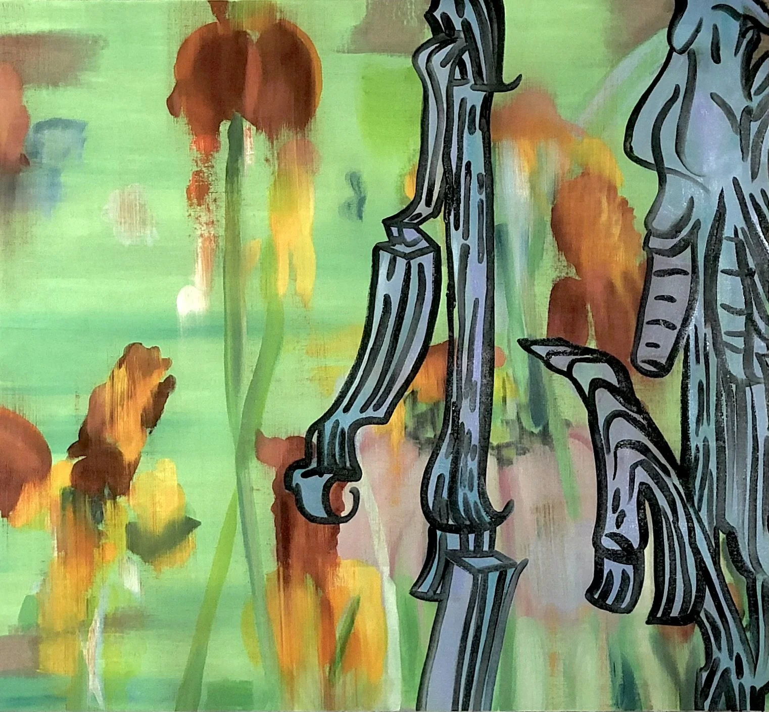 Blue Walkers, 5 x 5’, oil on linen, 2024