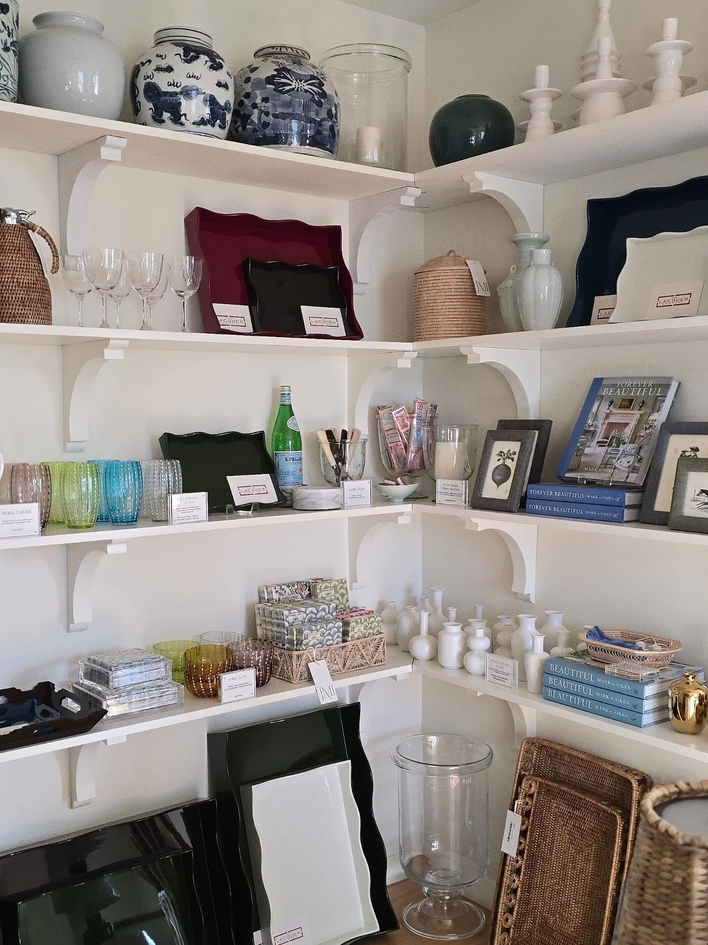 Just a favorite corner of the shop! Blue and white, lacquer trays, Christmas ornaments...whats not to love?

Stop in - We promise it will brighten your day!