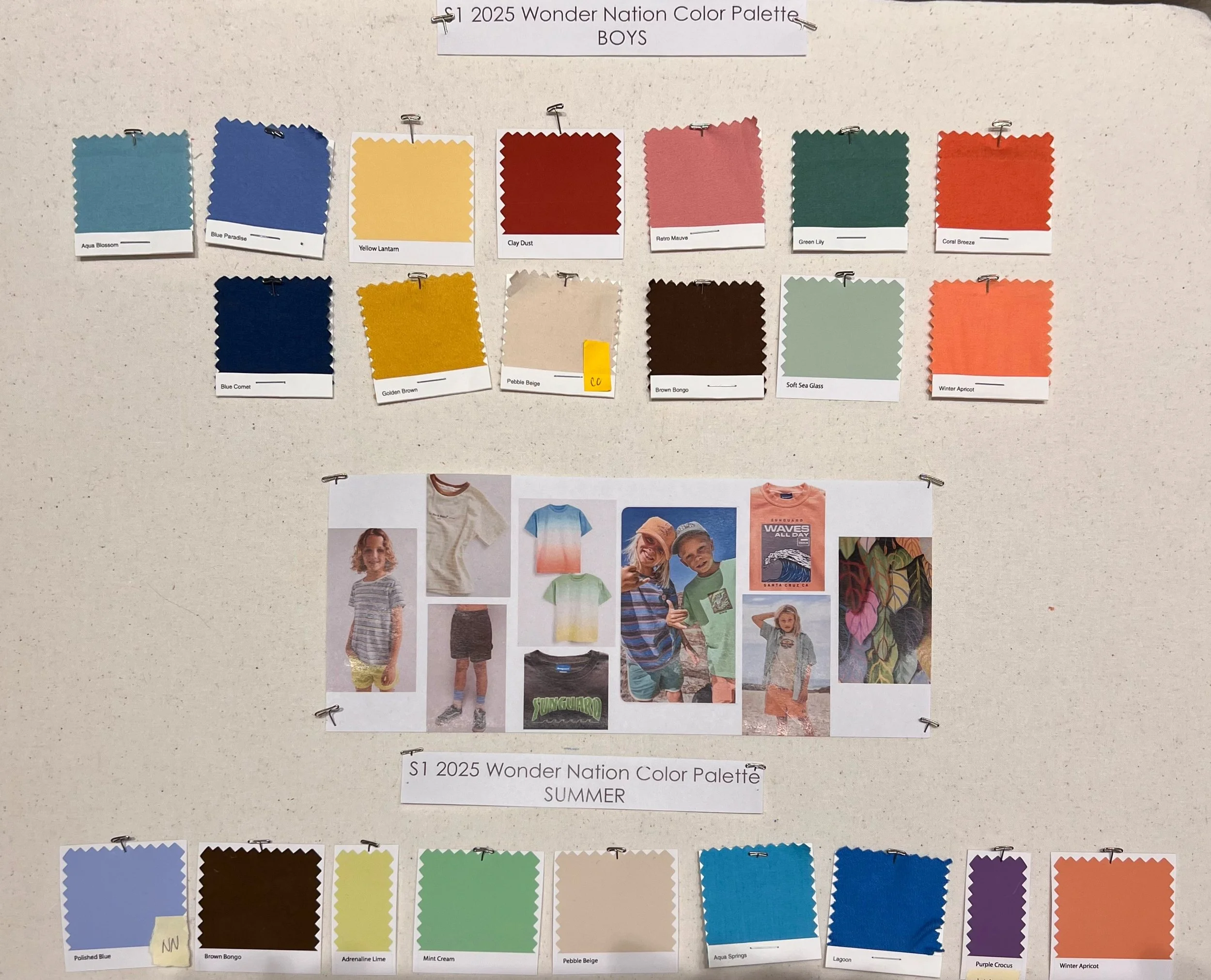 Boys Color palette derived from inspiration samples and images 