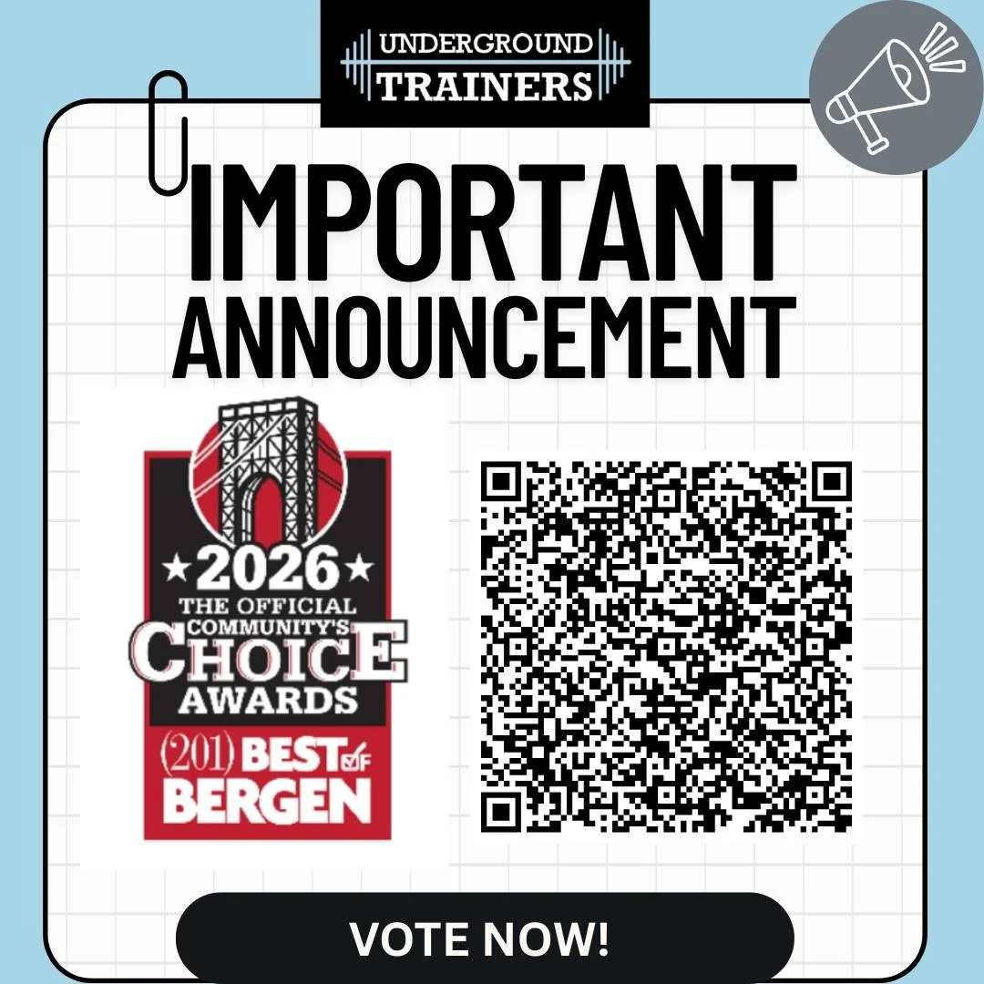 Best of Bergen Nominations!

It's that time of year for nominating your favorite personal trainers to the 2026 Choice Awards.

▪️Vote for Underground Trainers as your Best Personal Trainers
▪️Use the QR to directly link you to the categories. 
▪️Choo