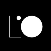 Minimalist graphic design with the letters L and O, featuring circles next to each letter.